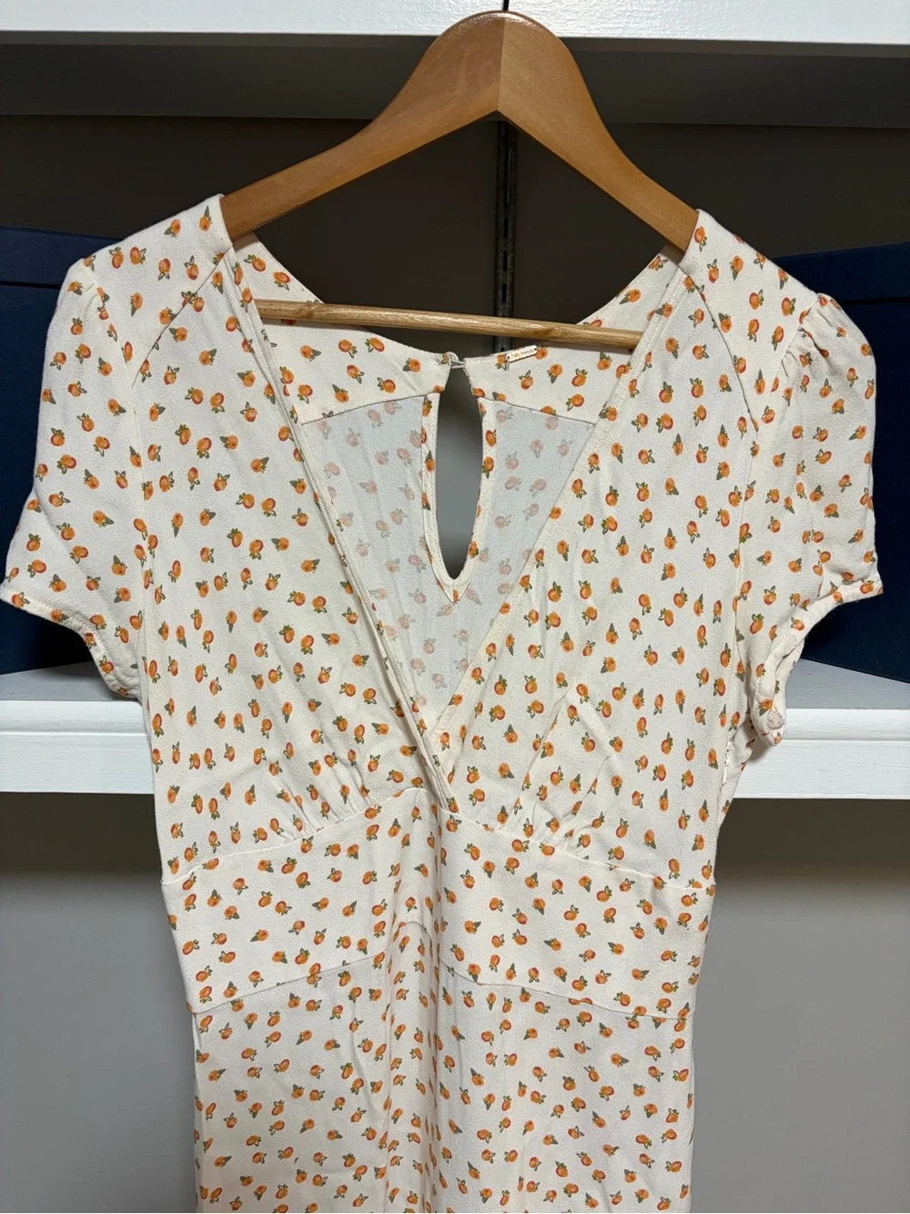 Free People Fruit Print Jumpsuit 6 Cream Wide Leg Boho